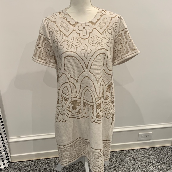 Double J Cream and Gold Lace Cocktail Dress. XL. Worn once